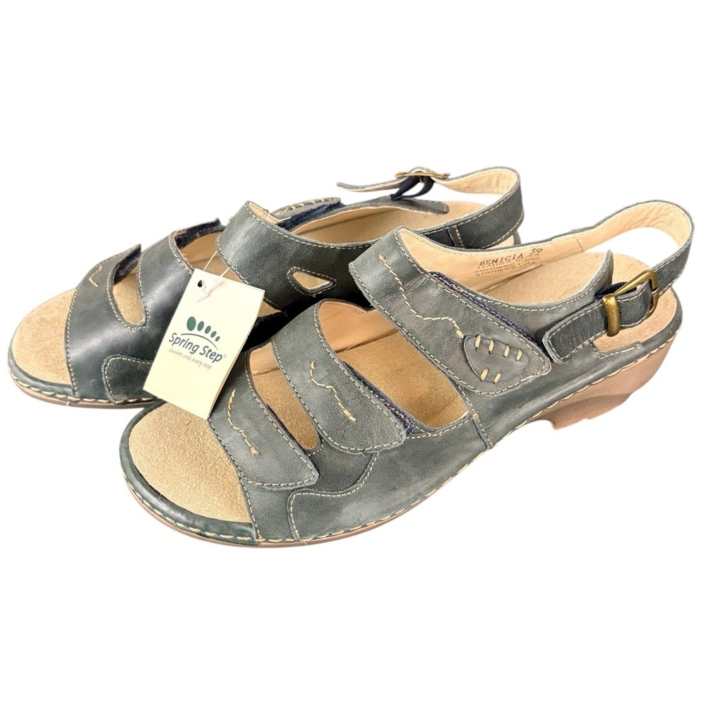 Spring Step Benicia Womens Green Wedge Sandals Slip- On Sandals 39 US 8.5 NWT